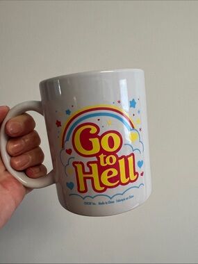 White 'Go to Hell' Ceramic Mug - Colorful Print by ICUP🌈